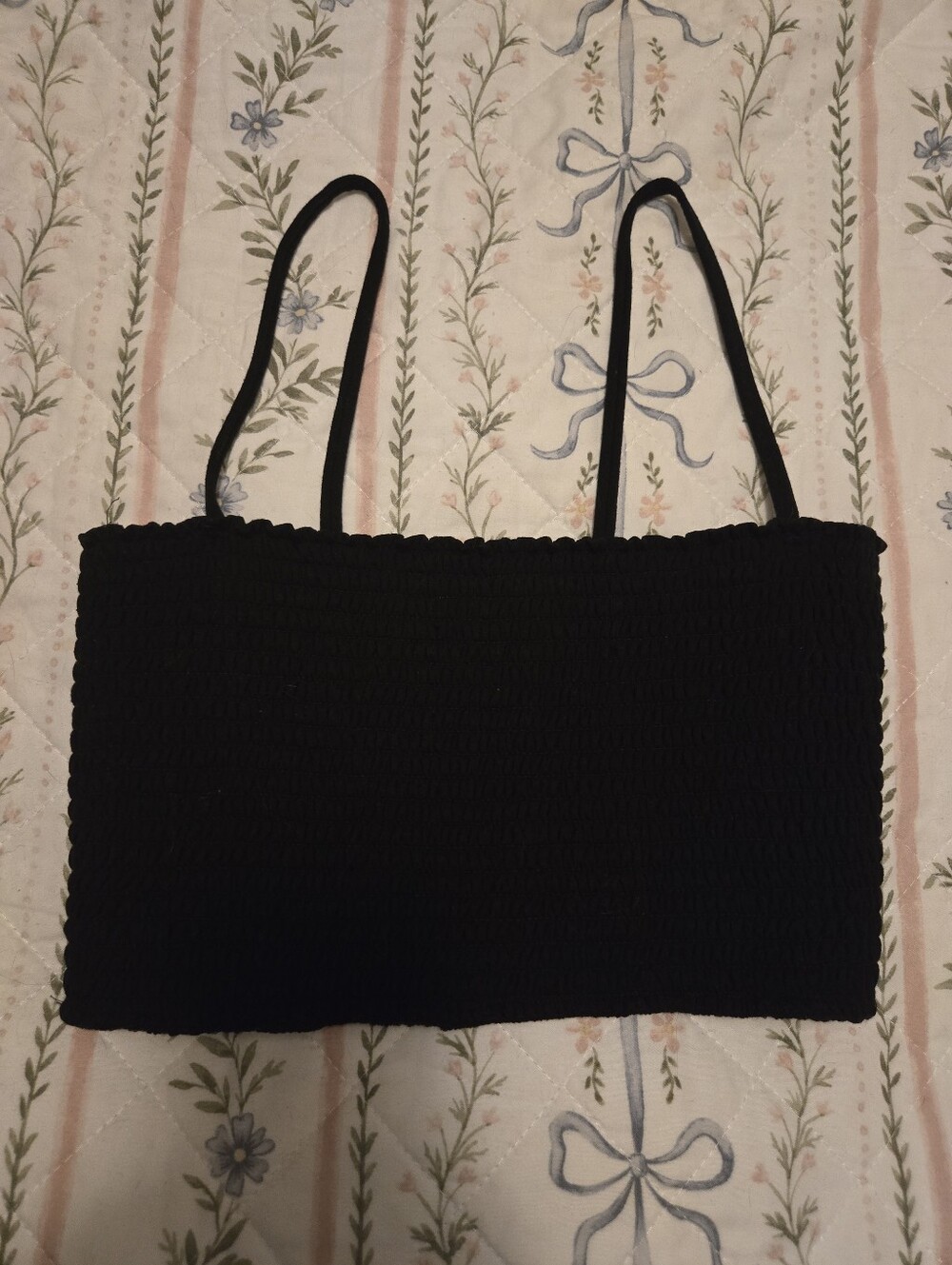 Reformation Large Black Women's Smocked Tube top with straps